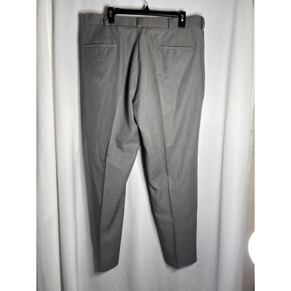 Haggar Mens Pleated Dress Pants Gray 38x30 Polyester Blend Repreve